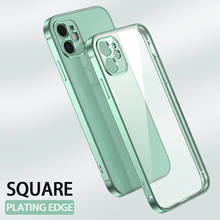 For iPhone 12 11 Pro Max Case Camera Protection Square frame Transparent Case For iPhone 11 Luxury Plating Soft TPU Clear Cover 2024 - buy cheap