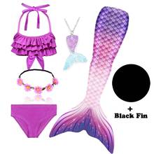 Little Mermaid Tails for Swimming Costume Mermaid Tail Cosplay Girls Swimsuit Kids Children Swimmable suit Monofin 2024 - buy cheap