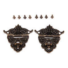 2Pcs 45*48mm Antique Bronze Latches Funiture Hardware Decorative Jewelry Box Drawer Decorative Hasp Lock Latch With Screws 2024 - buy cheap