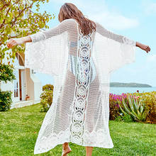 Canwedance Long Maxi Dress Hooked White Beach Dress Open Stitch Holiday Sunscreen Dress Bat Sleeve Oversized Cover Dress 2024 - buy cheap