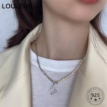 Louleur-collar de plata de ley 925 con perlas de mariposa para mujer, cadena de perlas minimalista elegante, joyería fina de lujo 2024 - compra barato