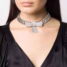 Geogous boutique brilhante strass bowknot sexy gargantilha colar de jóias para as mulheres maxi na moda curto colar de indicação 2024 - compre barato