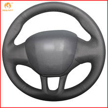 MEWANT-Protector de cuero genuino negro para volante de coche, piezas de accesorios de Interior para Peugeot 208 2008 2024 - compra barato