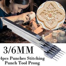 4Pcs/lot DIY Leathercraft Tools 3/4/5/6mm Leather Hole Punches Stitching Punch Tool 1+2+4+6 Prong Tools for Leather Belt 2024 - buy cheap