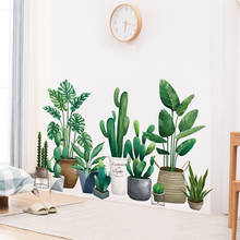 [SHIJUEHEZI] pared con planta verde pegatinas DIY maceta Mural cultural calcomanías para sala de estar dormitorio cocina decoración del hogar 2024 - compra barato