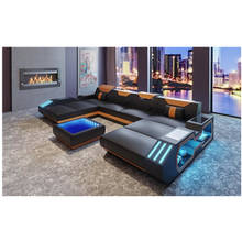 Atacado sala de estar mobiliário conjunto de sofá de canto de couro barato 7 lugares seccional 2024 - compre barato
