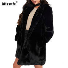 Missufe Plus Size Faux Fur Coat Women Long Sleeve Warm Medium Length Jacket 2019 Winter Fur Coat Cardigan Rabbit Fur Outwear 2024 - buy cheap