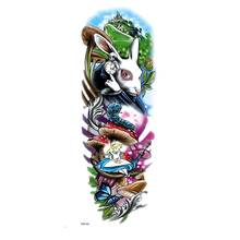 Alice and the Rabbit Full Arm Waterproof Temporary Tattoos Men Glitter Tattoo Sleeves Temporary Tatoo Fake Tattoo Stickers 2024 - buy cheap