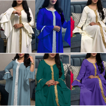 Vestido con borlas para mujer, Dubai Abaya, Turquía, cinta dorada bordada, caftán árabe musulmán suelto, ropa islámica modesta, Jalabiya 2024 - compra barato