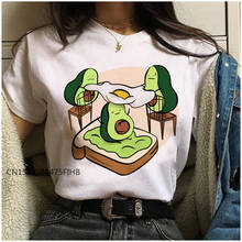 Camiseta feminina vegano de abacate, camiseta de manga curta com estampa de desenho básico, estilo harajuku kawaii, anos 90 2024 - compre barato