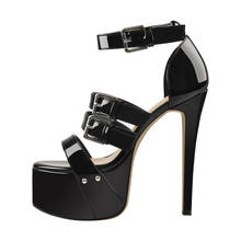 Sandalias de plataforma para mujer, zapatos de tacón alto fino con hebilla y correa en el tobillo, de diseño a la moda, talla grande US5-15 2024 - compra barato