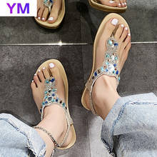 Bohemia Women Sandals Retro Casual Female Beach Sandals Rhinestone Herringbone Flat Sandals Fashion 2021 Summer Sandalias Mujer 2024 - buy cheap