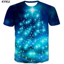 KYKU Christmas T-shirt Men Christmas Tree Tshirt Printed Blue Funny T shirts Party Anime Clothes Short Sleeve Hip hop New 2024 - buy cheap