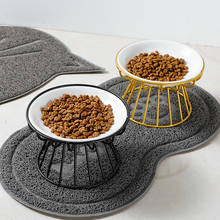 Cuenco de cerámica con soporte de hierro para mascota, cuenco de porcelana para alimentación de gato, cuencos de comida para perros y gatos, productos para mascotas 2024 - compra barato