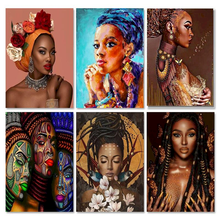 Gatyztory-pintura por números de mujer africana, dibujo acrílico sobre lienzo, Kits para colorear por números, regalo hecho a mano 2024 - compra barato