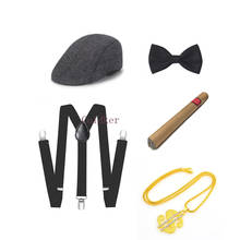 Cosplay Costumes 1920s Mens Accessories Gatsby Men Costume Gangster Hat Suspenders Bow Tie Necklace Halloween Drop Shipping 2024 - buy cheap