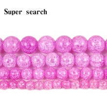 Miçangas espaçadoras soltas para fazer joias, pulseira redonda de pedra de cristal crepitante rosas de 15 polegadas 6-12mm 2024 - compre barato