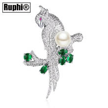 Korean Zircons Design Fashion Pearl Parrot Bird Animal Pin Brooch for Female hot selling suit ornament accessories 2024 - buy cheap