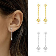 Prevent Allergies  925 Sterling Silver Ear Needle Geometric Octagonal Chain Pendant Simple Stud  Earring  Women   Party Jewelry 2024 - buy cheap