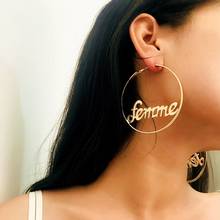 Pendientes colgantes de estilo Punk y Hip Hop para mujer, aretes redondos con letras y personalidad, joyería de regalo 2024 - compra barato