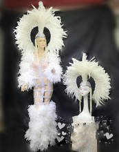 New black white feather headdress hollow tail skirt gogo commercial stage costumes 2024 - buy cheap