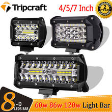 Barra de luz led tripraft 4/5/7 polegadas, combo luz de trabalho, 60w, 120w, 86x4, suv, carro, atv 2024 - compre barato