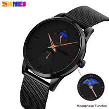SKMEI Top Band Luxury Men Watches Casual Simple Thin Sports Quartz Clock Moonphase Waterproof Male Wristwatch Relogio Masculino 2024 - buy cheap