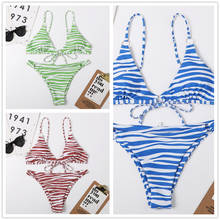 Sexy Triangle Push Up Bikinis Women Zebra Stripe Brazilian Bikini String Bandage Bathing Suit Swimwear Beach wear Female Biquini 2024 - buy cheap