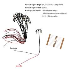 Lámparas de farola LYM19, modelo de ferrocarril de dos LEDs, escala N de 160 cm, Blanco cálido, 1: 4,5, 10 Uds. 2024 - compra barato