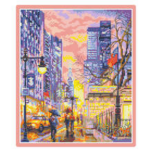 Bustling City Pattern Cross Stitch Kits Printed Fabric Embroidery Needlework Set 11CT 14CT Diy Handmade Home Decoration Painting 2024 - buy cheap