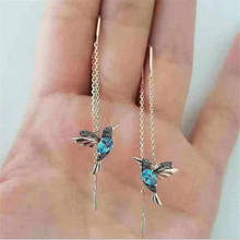 Zuowen Unique Long Drop Earrings Bird Pendant Tassel Crystal Pendant Earrings Ladies Jewelry Design 2 Colors Hummingbird Earring 2024 - buy cheap