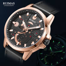 RUIMAS-reloj deportivo de lujo para hombre, cronógrafo de cuarzo con correa de cuero, estilo militar, resistente al agua, nuevo 2024 - compra barato