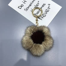 Women Bag-Hang Pendant  Key-Holder Car-Keyring Real Mink Fur Adoreable Sun flower Trinket 2024 - buy cheap