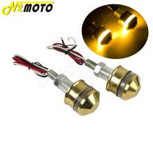 1 Pair Brass LED 1" 25mm Handlebar Grip Bar End Turn Signal Light Amber Indicator Flasher for Harley Cafe Racer Chopper Blinker 2024 - купить недорого