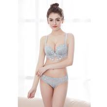 Women Lace Embroidered Thin Thick Push Up Bra Set Sexy Bra And Panty Sets Wire Free Lingerie Feminina with Briefs Underwear 2024 - buy cheap
