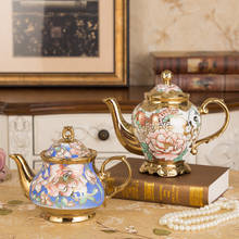 European Style Vintage Gold 1380mL Ceramic Coffee Pot Set Large Capacity Teapot Luxury Milk Pot English Flower Tea Set 2024 - buy cheap