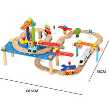 Juego de vías de coche eléctrico para niños, juguete de desmontaje, combinación de bloques de construcción, tren de madera, 1:64 PD26, 95 Uds. 2024 - compra barato