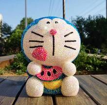 Big Rhinestone Doraemon Figurine Bling Piggy Bank Jingle Cats Handmade Lucky Cat Desk Decoration Kids Coin Bank Home Accessories 2024 - buy cheap