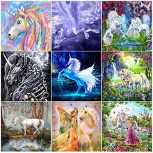 Pintura de diamantes 5D para decoración del hogar, bordado de unicornio, elfo, chica, Kits de animales, lienzo, mosaico de diamantes de imitación, punto de cruz, regalo 2024 - compra barato