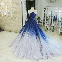 Арабское выпускное платье синего цвета с аппликацией платье vestido de fiesta Милая градиент платье для выпускного вечера длинное вечернее платье, расшитое бисером abiye вечернее платье 2024 - купить недорого