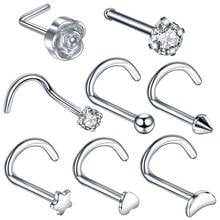 1Pc/lot Stainless Steel Fashion Nose Rings L Shape Nose Stud 20G Nose Screw Heart Moon Star Sun Anchor Body Piercing Jewelry 2024 - buy cheap
