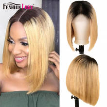 Fashion Lady Lace Front Human Hair Wigs Straight Brazilian Remy Hair Ombre Honey Blonde Bob Wigs For Black Women Bleached Knots 2024 - buy cheap