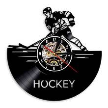 USA Hockey Player Play Hockey Art Decorative Wall Clock Handmade Mancave Vinyl Record Hanging Clock Modern Design Home Decor 2024 - buy cheap