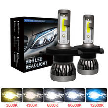 2Pcs Mini H7 H4 LED Bulb Car Headlight H11 H1 H8 H3 H9 9005/HB3 9006/HB4 9007 Hi-Lo Beam 80W 12000LM Auto Headlamp LEDs 2024 - buy cheap