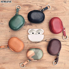 Genuine Leather Coin Purse Vintage Handmade Small FreeBuds Pro IPhone Earphone Cover Headphone Cable Holder Keychain Case Bag 2024 - buy cheap