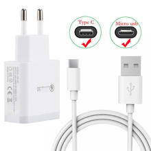 honor 9X 18W Fast Wall Charger & Micro usb Type C Cable for Samsung A03 A21s S9 J7 Huawei Xiaomi Poco M3 X3 Redmi 9A 9 Meizu M8 2024 - buy cheap
