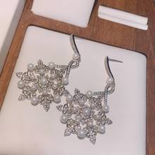 HIBRIDE Fashion Luxury Flower Design Dangle Earrings Full Mirco Pave Cubic Zirconia Engagement Party Drop Earring for Women E-92 2024 - buy cheap