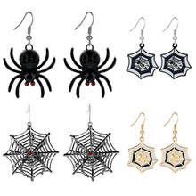 Pendientes colgantes con diseño de telaraña para hombre y mujer, aretes grandes y redondos con diseño de telaraña para Halloween, estilo Punk Rock, regalo de joyería para Halloween 2024 - compra barato