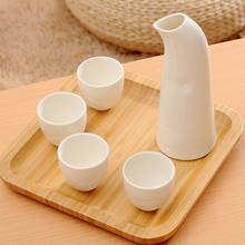 Japanese style simple design pure white wine set white wine glass set ceramic pot Chinese sake rice wine small cup wood tray 2024 - buy cheap
