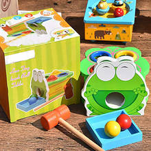 Baby Wooden Toy Green Leon Frog Percussion Table Toys Hammer Beating Children's Toys Early Educational Drum Table Birthday Gift 2024 - buy cheap